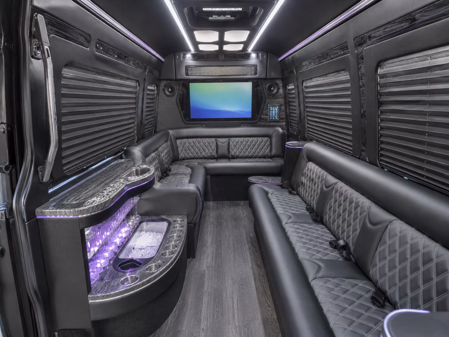 clifton 50 passenger party bus interior